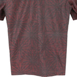 着物シャツ 臙脂色・花柄 大島紬 L23-65