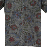 着物シャツ ダークグレー・花柄 大島紬 L23-66