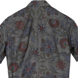 着物シャツ ダークグレー・花柄 大島紬 L23-66