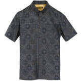 着物シャツ ブルーグレー・蜀江柄 大島紬 L23-67