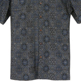 着物シャツ ブルーグレー・蜀江柄 大島紬 L23-67