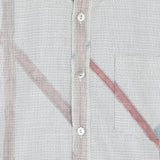 着物シャツ 長袖 白・亀甲柄 大島紬 L23-68