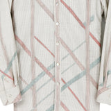 着物シャツ 長袖 白・亀甲柄 大島紬 L23-68