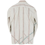 着物シャツ 長袖 白・亀甲柄 大島紬 L23-68