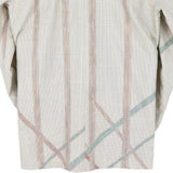 着物シャツ 長袖 白・亀甲柄 大島紬 L23-68