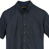 着物リメイクシャツ ダークネイビー・小紋様 大島紬 L26-02