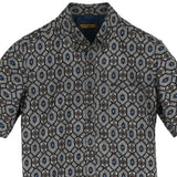 着物リメイクシャツ グレー・亀甲柄 大島紬 L26-03