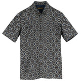 着物リメイクシャツ グレー・亀甲柄 大島紬 L26-03