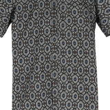 着物リメイクシャツ グレー・亀甲柄 大島紬 L26-03