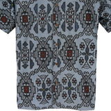 着物シャツ 水色・龍郷 花柄 大島紬 XL23-38