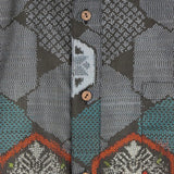 着物シャツ ダークグレー・亀甲 大島紬 XL23-41