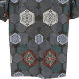 着物シャツ ダークグレー・亀甲 大島紬 XL23-41