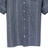 着物シャツ ブルーグレー・縞文様 大島紬 XL23-66