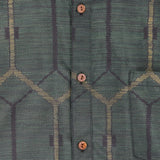 着物シャツ グリーン・亀甲柄 大島紬 XL23-74