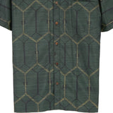 着物シャツ グリーン・亀甲柄 大島紬 XL23-74