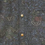 着物シャツ ダークネイビー・植物柄 大島紬 XL23-79