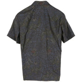 着物シャツ ダークネイビー・植物柄 大島紬 XL23-79