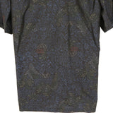 着物シャツ ダークネイビー・植物柄 大島紬 XL23-79