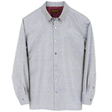 着物シャツ 長袖 淡い青・細かい文様 大島紬 XL23-80