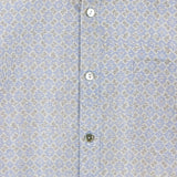 着物シャツ 長袖 淡い青・細かい文様 大島紬 XL23-80