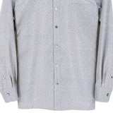 着物シャツ 長袖 淡い青・細かい文様 大島紬 XL23-80