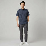 着物リメイクシャツ ネイビー・和柄 大島紬 XL26-03