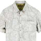 着物リメイクシャツ ホワイト・幾何学紋様 大島紬 XL26-15