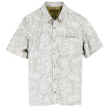 着物リメイクシャツ ホワイト・幾何学紋様 大島紬 XL26-15