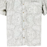 着物リメイクシャツ ホワイト・幾何学紋様 大島紬 XL26-15