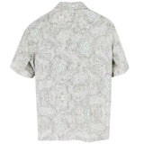 着物リメイクシャツ ホワイト・幾何学紋様 大島紬 XL26-15