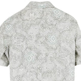 着物リメイクシャツ ホワイト・幾何学紋様 大島紬 XL26-15