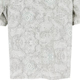 着物リメイクシャツ ホワイト・幾何学紋様 大島紬 XL26-15