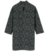 着物羽織コート・ガウン 深緑・麻の葉模様 23-2