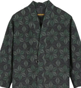 着物羽織コート・ガウン 深緑・麻の葉模様 23-2