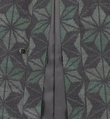 着物羽織コート・ガウン 深緑・麻の葉模様 23-2
