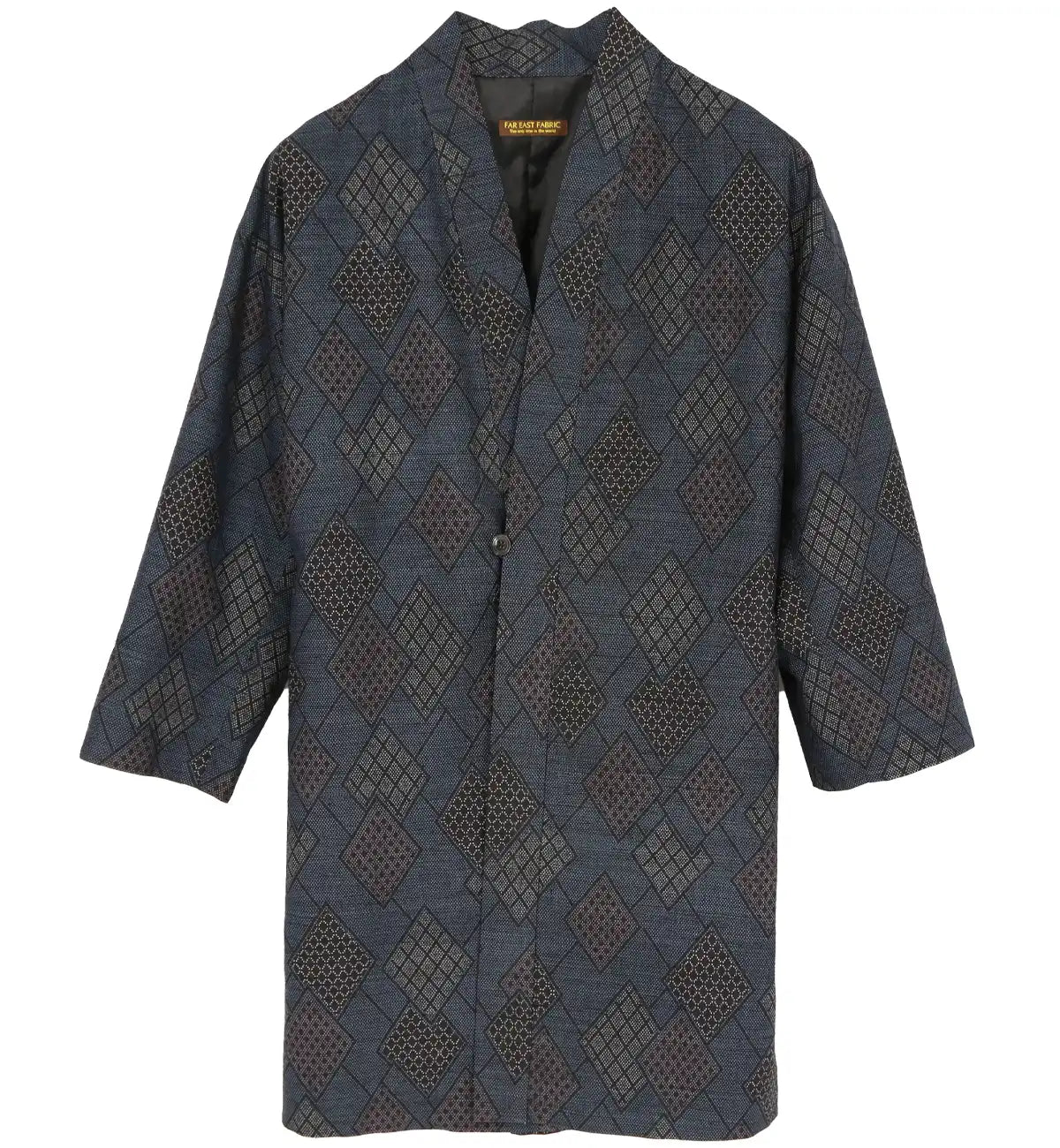 着物羽織コート・ガウン ネイビー・格子柄 23-4|FAR EAST FABRIC 着物羽織コート・ガウン ネイビー・格子柄 23-4|FAR EAST FABRIC