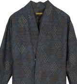 着物羽織コート・ガウン ネイビー・格子柄 23-4