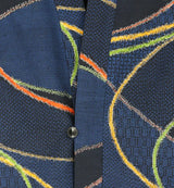 着物羽織コート・ガウン 濃紺・波模様 23-5