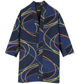 着物羽織コート・ガウン 濃紺・波模様 23-5