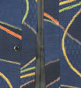 着物羽織コート・ガウン 濃紺・波模様 23-5