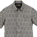着物アロハシャツ グレー・亀甲柄 L22-29