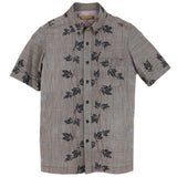 着物アロハシャツ 茶色がかったグレー・柊の葉 L22-33