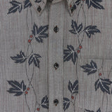 着物アロハシャツ 茶色がかったグレー・柊の葉 L22-33