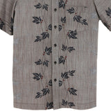 着物アロハシャツ 茶色がかったグレー・柊の葉 L22-33