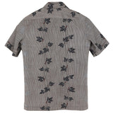 着物アロハシャツ 茶色がかったグレー・柊の葉 L22-33