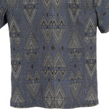 着物アロハシャツ ブルー・幾何学模様 大島紬 L22-39