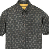 着物アロハシャツ ブラック・細かな文様 L22-42