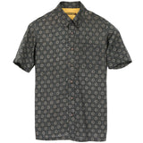 着物アロハシャツ ブラック・細かな文様 L22-42