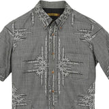 着物アロハシャツ グレー・竹の柄 大島紬 L22-45