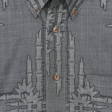 着物アロハシャツ グレー・竹の柄 大島紬 L22-45